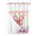 thumbnail image 1 of No Hook Shower Curtain with Snap-in Liner, Easter Waterproof Fabric Bathroom Curtains, Spring Rabbit Ear Colorful Eggs Love Flowers Bath Curtains & Mesh Top Window 60"x72", 1 of 9