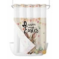 thumbnail image 1 of No Hook Shower Curtain with Snap-in Liner, Easter Waterproof Fabric Bathroom Curtains, Spring Rabbit Eggs Roses Colorful Flags Leaves Bath Curtains & Mesh Top Window 72"x96" Extra Long, 1 of 9
