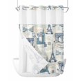 thumbnail image 1 of No Hook Shower Curtain with Snap-in Liner, Eiffel Tower Waterproof Fabric Bathroom Curtains, European Architectural Retro Hand-Painted Bath Curtains & Mesh Top Window Stall 48"x72", 1 of 9