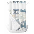 thumbnail image 1 of No Hook Shower Curtain with Snap-in Liner, Eiffel Tower Waterproof Fabric Bathroom Curtains, European Architectural Retro Hand-Painted Bath Curtains & Mesh Top Window 54"x78", 1 of 9