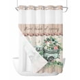 thumbnail image 1 of No Hook Shower Curtain with Snap-in Liner, Eucalyptus Trucks Waterproof Fabric Bathroom Curtains, Spring Rustic Floral Wooden Burlap Bath Curtains & Mesh Top Window Stall 48"x72", 1 of 9