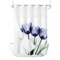 thumbnail image 1 of No Hook Shower Curtain with Snap-in Liner, Light Purple Tulip Waterproof Fabric Bathroom Curtains, Farmhouse Elegant Flowers Botanical Bath Curtains & Mesh Top Window 60"x72", 1 of 6