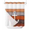 thumbnail image 1 of No Hook Shower Curtain with Snap-in Liner, Nautical Anchor Waterproof Fabric Bathroom Curtains, Vintage Orange Brown Wooden Grain Bath Curtains & Mesh Top Window 72"x78" Long, 1 of 6