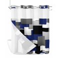 thumbnail image 1 of No Hook Shower Curtain with Snap-in Liner, Navy Blue Black Geometric Waterproof Fabric Bathroom Curtains, Modern Abstract Art Block Bath Curtains & Mesh Top Window 72"x78" Long, 1 of 9