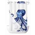 thumbnail image 1 of No Hook Shower Curtain with Snap-in Liner, Navy Blue Octopus Coastal Waterproof Fabric Bathroom Curtains, Nautical Summer Beach Ocean Bath Curtains & Mesh Top Window Stand Up Stall 54"x78", 1 of 9