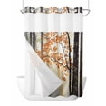 thumbnail image 1 of No Hook Shower Curtain with Snap-in Liner, Orange Botanical Tree Waterproof Fabric Bathroom Curtains, Farmhouse Forest Bath Curtains & Mesh Top Window Stand Up Stall Stall 48"x72", 1 of 9