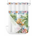 thumbnail image 1 of No Hook Shower Curtain with Snap-in Liner, Palm Tree Waterproof Fabric Bathroom Curtains, Butterfly Gnomes Coastal Starfish Shell Plaid Bath Curtains & Mesh Top Window 72"x96" Extra Long, 1 of 6