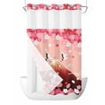 thumbnail image 1 of No Hook Shower Curtain with Snap-in Liner, Pink Mountains Waterproof Fabric Bathroom Curtains, Modern Aesthetic Cherry Blossoms Cranes Bath Curtains & Mesh Top Window Narrow 36"x78", 1 of 9