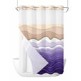 thumbnail image 1 of No Hook Shower Curtain with Snap-in Liner, Purple Ombre Stripe Waterproof Fabric Bathroom Curtains, Abstract Summer Beach Coastal Bath Curtains & Mesh Top Window Stall 48"x72", 1 of 6