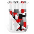 thumbnail image 1 of No Hook Shower Curtain with Snap-in Liner, Red Black Geometric Waterproof Fabric Bathroom Curtains, Modern Abstract Art Block Bath Curtains & Mesh Top Window Stand Up Stall 36"x72", 1 of 9