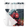 thumbnail image 1 of No Hook Shower Curtain with Snap-in Liner, Red Trains Waterproof Fabric Bathroom Curtains, Shabby Chic Cartoon Retro Flowers Artwork Bath Curtains & Mesh Top Window 66"x72", 1 of 9