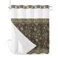 thumbnail image 1 of No Hook Shower Curtain with Snap-in Liner, Sage Green Floral Waterproof Fabric Bathroom Curtains, Ethnic Tribe Abstract Art Flowers Bath Curtains & Mesh Top Window 66"x72", 1 of 9
