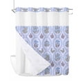 thumbnail image 1 of No Hook Shower Curtain with Snap-in Liner, Spring Floral Waterproof Fabric Bathroom Curtains, Retro Flowers Leaves Botanical Light Blue Bath Curtains & Mesh Top Window 66"x72", 1 of 9