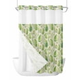 thumbnail image 1 of No Hook Shower Curtain with Snap-in Liner, Spring Leavse Waterproof Fabric Bathroom Curtains, Pastoral Garden Botanical Rustic Burlap Bath Curtains & Mesh Top Window 72"x96" Extra Long, 1 of 9