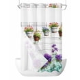 thumbnail image 1 of No Hook Shower Curtain with Snap-in Liner, Spring Purple Flowers Waterproof Fabric Bathroom Curtains, Botanical Vases Pots Floral Wooden Bath Curtains & Mesh Top Window 54"x78", 1 of 9