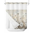 thumbnail image 1 of No Hook Shower Curtain with Snap-in Liner, Spring White Floral Waterproof Fabric Bathroom Curtains, Watercolor Vintage Beige Flowers Bath Curtains & Mesh Top Window 72"x78" Long, 1 of 6