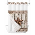 thumbnail image 1 of No Hook Shower Curtain with Snap-in Liner, Texas Star Grey Wooden Waterproof Fabric Bathroom Curtains, Farmhouse Berry Countryside Bath Curtains & Mesh Top Window 72"x96" Extra Long, 1 of 9