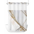 thumbnail image 1 of No Hook Shower Curtain with Snap-in Liner, White Yellow Marble Waterproof Fabric Bathroom Curtains, Ink Painting Modern Art Bath Curtains & Mesh Top Window 72"x84" Long, 1 of 9