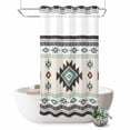 thumbnail image 1 of No Hook Shower Curtain, Southwest Ethnic Shower Curtains for Bathroom with See Through Top Window, Boho Aztec Tribal Abstract Aesthetic Waterproof & Washable Bath Curtain Narrow 54"x78", 1 of 9