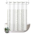 thumbnail image 1 of No Hook Shower Curtain, Spring Botanical Shower Curtains for Bathroom with See Through Top Window, Modern Simple Floral Stripes Sage Green Waterproof & Washable Bath Curtain Extra Long 72"x84", 1 of 9