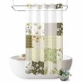 thumbnail image 1 of No Hook Shower Curtain, Spring Floral Shower Curtains for Bathroom with See Through Top Window, Yellow Flowers Botanical Patchwork Grid Bohemia Waterproof & Washable Bath Curtain Narrow 54"x78", 1 of 9