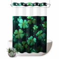 thumbnail image 1 of No Hook Shower Curtain, St. Patrick's Day Shower Curtains for Bathroom with See Through Top Window, Spring Green Clovers Botanical Herbs Waterproof & Washable Bath Curtain Extra Long 72"x84", 1 of 9