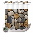 thumbnail image 1 of No Hook Shower Curtain, Stones Shower Curtains for Bathroom with See Through Top Window, Gravel Rock Cobblestone Natural Pattern Art Waterproof & Washable Bath Curtain 66"x72", 1 of 9