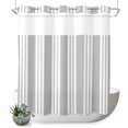 thumbnail image 1 of No Hook Shower Curtain, Striped Grey Shower Curtains for Bathroom with See Through Top Window, Farmhouse Line Stripes Classic Waterproof & Washable Bath Curtain 66"x72", 1 of 9
