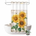 thumbnail image 1 of No Hook Shower Curtain, Sunflower Shower Curtains for Bathroom with See Through Top Window, Yellow Summer Flowers Pastoral Vintage Waterproof & Washable Bath Curtain Small Stall 36"x78", 1 of 9