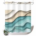 thumbnail image 1 of No Hook Shower Curtain, Teal Brown Ombre Shower Curtains for Bathroom with See Through Top Window, Modern Abstract Moire Art Geometric Waterproof & Washable Bath Curtain 66"x72", 1 of 9