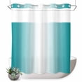 thumbnail image 1 of No Hook Shower Curtain, Teal Ombre Shower Curtains for Bathroom with See Through Top Window, Turquoise White Gradient Modern Abstract Art Waterproof & Washable Bath Curtain 66"x72", 1 of 9