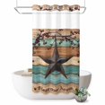 thumbnail image 1 of No Hook Shower Curtain, Texas Star Vintage Shower Curtains for Bathroom with See Through Top Window, Berry Turquoise Green Brown Wooden Waterproof & Washable Bath Curtain Small Stall 36"x78", 1 of 9