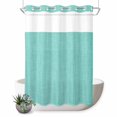 thumbnail image 1 of No Hook Shower Curtain, Turquoise Burlap Texture Shower Curtains for Bathroom with See Through Top Window, Farmhouse Vintage Aqua Waterproof & Washable Bath Curtain Stall 48"x72", 1 of 9