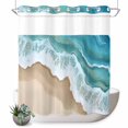 thumbnail image 1 of No Hook Shower Curtain, Turquoise Ocean Shower Curtains for Bathroom with See Through Top Window, Gradient Brown Shore Sandy Beach Abstract Waterproof & Washable Bath Curtain Standard 72"x72", 1 of 9