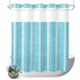 thumbnail image 1 of No Hook Shower Curtain, Turquoise Shower Curtains for Bathroom with See Through Top Window, Modern Boho Vertical Striped Pattern Simple Waterproof & Washable Bath Curtain Long 72"x78", 1 of 9