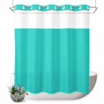 thumbnail image 1 of No Hook Shower Curtain, Turquoise Shower Curtains for Bathroom with See Through Top Window, Modern Pure Turquoise Waterproof & Washable Bath Curtain 66"x72", 1 of 9