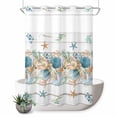 thumbnail image 1 of No Hook Shower Curtain, Vintage Beach Coastal Shower Curtains for Bathroom with See Through Top Window, Nautical Shell Starfish Coral Summer Waterproof & Washable Bath Curtain 60"x72", 1 of 9