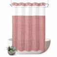 thumbnail image 1 of No Hook Shower Curtain, Vintage Peach Pink Shower Curtains for Bathroom with See Through Top Window, Farmhouse Retro Solid Color Linen Texture Waterproof & Washable Bath Curtain 60"x72", 1 of 9