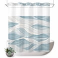 thumbnail image 1 of No Hook Shower Curtain, White Blue Ombre Stripe Shower Curtains for Bathroom with See Through Top Window, Modern Abstract Moire Waves Waterproof & Washable Bath Curtain Long 72"x78", 1 of 9