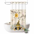 thumbnail image 1 of No Hook Shower Curtain, Yellow Gnomes Shower Curtains for Bathroom with See Through Top Window, Spring Floral Bees Daisy Branches Watercolor Waterproof & Washable Bath Curtain Narrow 54"x78", 1 of 9