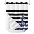 thumbnail image 1 of No Hook Shower Curtains, Anchor Black Long Bathtub Curtains with Snap in Liner, Modern Navy Blue White Striped Nautical Waterproof Washable Fabric Bathroom Shower Curtain Sets, 72" x 78", 1 of 7
