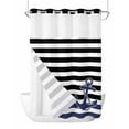 thumbnail image 1 of No Hook Shower Curtains, Anchor Black Long Bathtub Curtains with Snap in Liner, Modern Navy Blue White Striped Nautical Waterproof Washable Fabric Bathroom Shower Curtain Sets, 72" x 84", 1 of 7