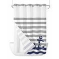 thumbnail image 1 of No Hook Shower Curtains, Anchor Gray Long Bathtub Curtains with Snap in Liner, Modern Navy Blue White Striped Nautical Waterproof Washable Fabric Bathroom Shower Curtain Sets, 72" x 84", 1 of 7