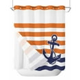 thumbnail image 1 of No Hook Shower Curtains, Anchor Orange Long Bathtub Curtains with Snap in Liner, Modern Navy Blue White Striped Nautical Waterproof Washable Fabric Bathroom Shower Curtain Sets, 72" x 78", 1 of 7