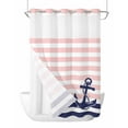 thumbnail image 1 of No Hook Shower Curtains, Anchor Pink Standard Bathroom Curtains with Snap in Liner, Modern Navy Blue White Striped Nautical Waterproof Washable Fabric Bathroom Shower Curtain Sets, 60" x 72", 1 of 7