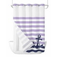 thumbnail image 1 of No Hook Shower Curtains, Anchor Purple Stall Bathroom Curtain with Snap in Liner, Modern Navy Blue White Striped Nautical Waterproof Washable Fabric Bathroom Shower Curtain Sets, 48" x 72", 1 of 7