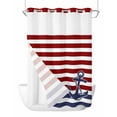thumbnail image 1 of No Hook Shower Curtains, Anchor Red Long Bathtub Curtains with Snap in Liner, Modern Navy Blue White Striped Nautical Waterproof Washable Fabric Bathroom Shower Curtain Sets, 72" x 84", 1 of 7