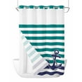 thumbnail image 1 of No Hook Shower Curtains, Anchor Teal Extra Long Bathtub Curtains with Snap in Liner, Modern Navy Blue White Striped Nautical Waterproof Washable Fabric Bathroom Shower Curtain Sets, 72" x 96", 1 of 7