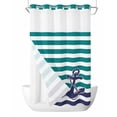 thumbnail image 1 of No Hook Shower Curtains, Anchor Teal Small Shower Curtains with Snap in Liner, Modern Navy Blue White Striped Nautical Waterproof Washable Fabric Bathroom Shower Curtain Sets, 36" x 78", 1 of 7
