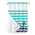thumbnail image 1 of No Hook Shower Curtains, Anchor Turquoise Long Bathtub Curtains with Snap in Liner, Modern Navy Blue White Striped Nautical Waterproof Washable Fabric Bathroom Shower Curtain Sets, 72" x 84", 1 of 7